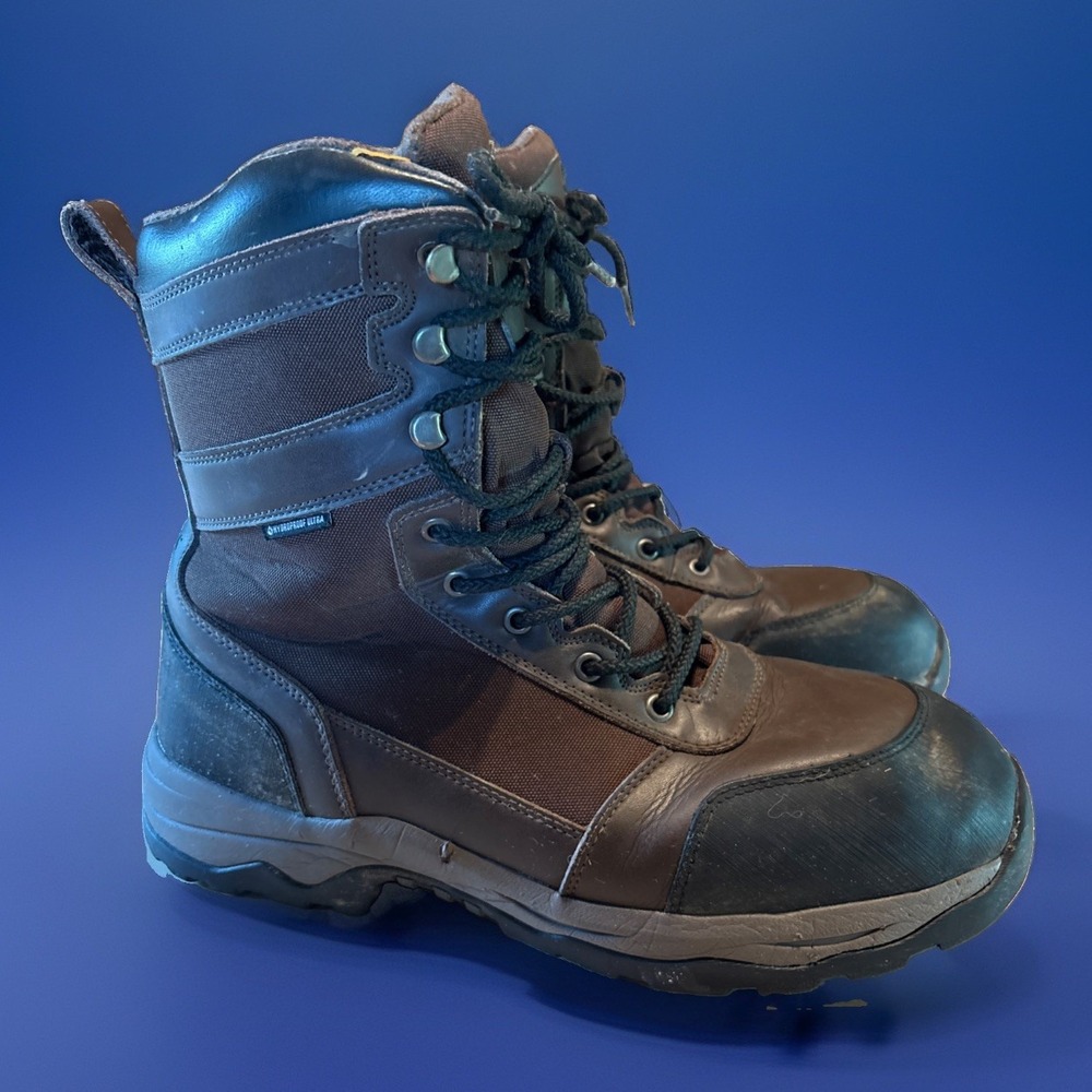Field & Stream Men's Sz 11.5 Insulated Water Resist Winter Boots Brown Mid Calf